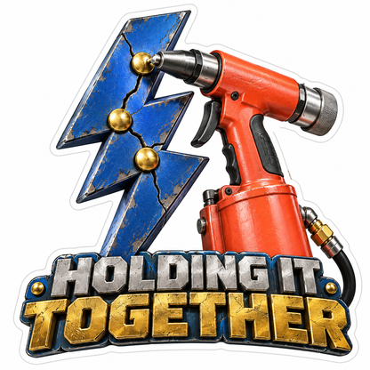 Orange Tool Holding Lightning Bolt Art Vinyl Decal Stickers