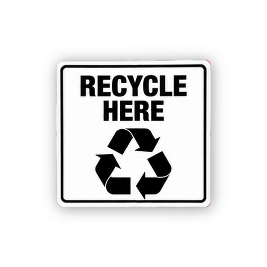 Black Recycle Here Three Arrows Square Vinyl Decal Stickers