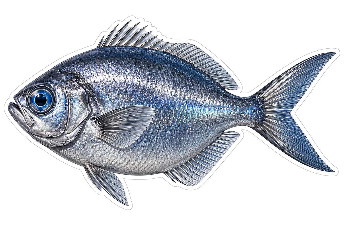 Blue Eyed Silver Forked Tail Fish Art Vinyl Decal Stickers