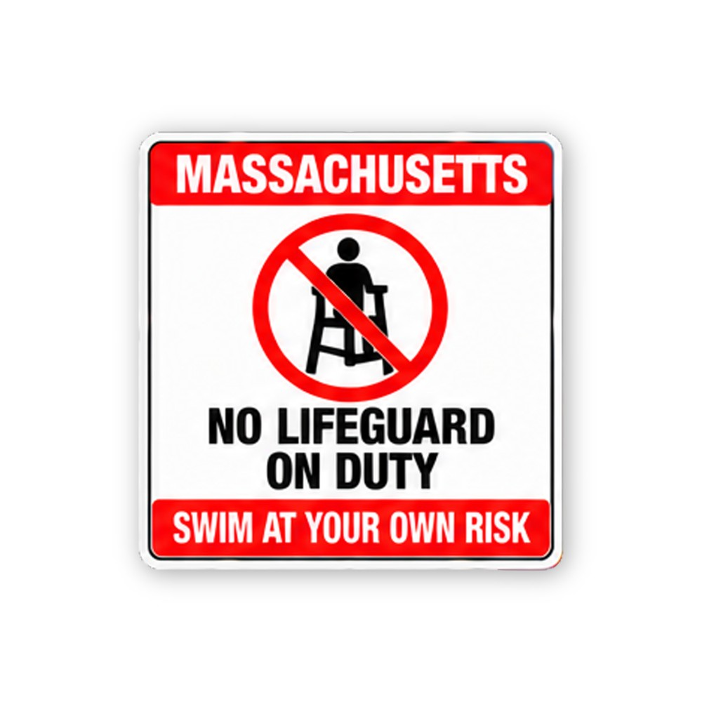 Red Massachusetts Lifeguard Text Portrait Vinyl Decal Stickers