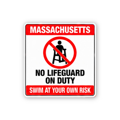 Red Massachusetts Lifeguard Text Portrait Vinyl Decal Stickers