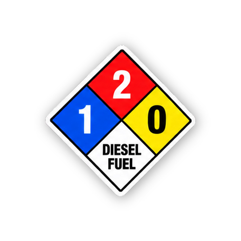 Diesel Fuel Numbered Red Blue Yellow Diamond Vinyl Decal Stickers