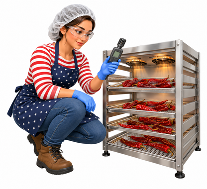 Woman Checking Red Peppers in Drying Rack Art Vinyl Decal Stickers