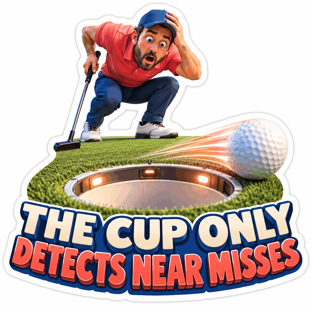 Golfer Watching Ball Miss Glowing Cup Art Vinyl Decal Stickers