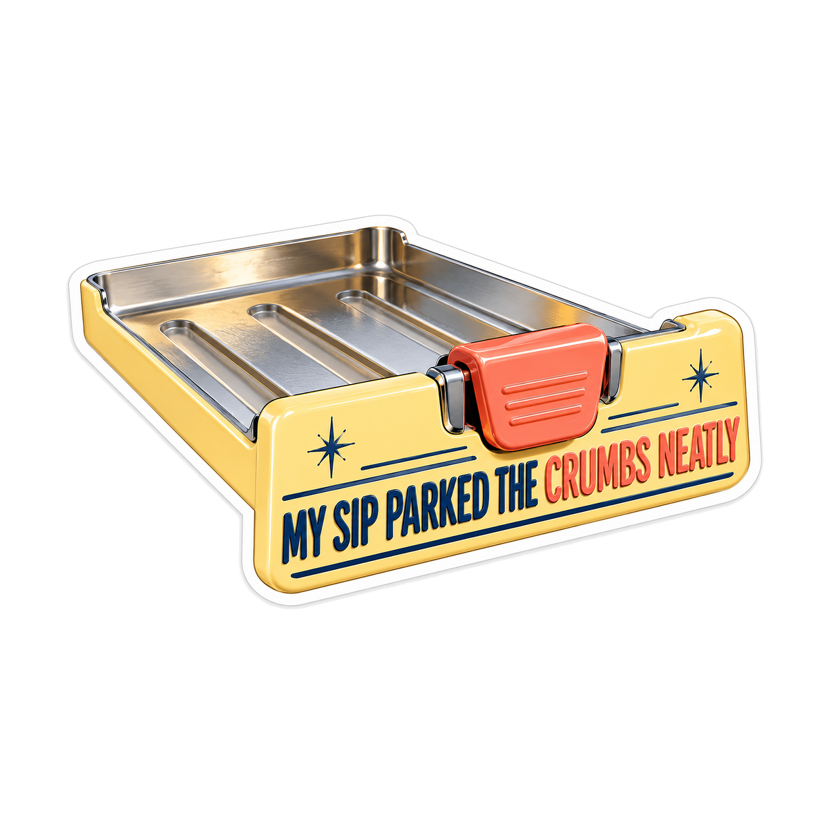 Metal Crumb Tray With Coral Pull Tab Art Vinyl Decal Stickers