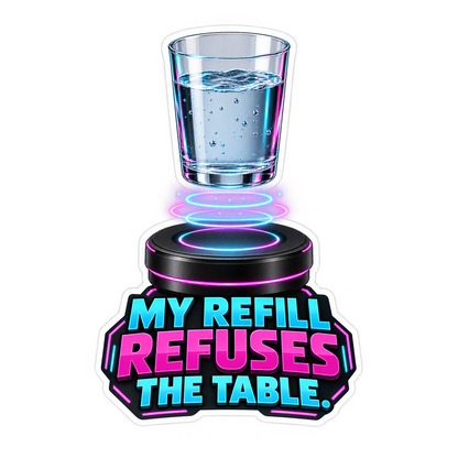 Floating Water Glass above Glowing Rings Vinyl Decal Stickers