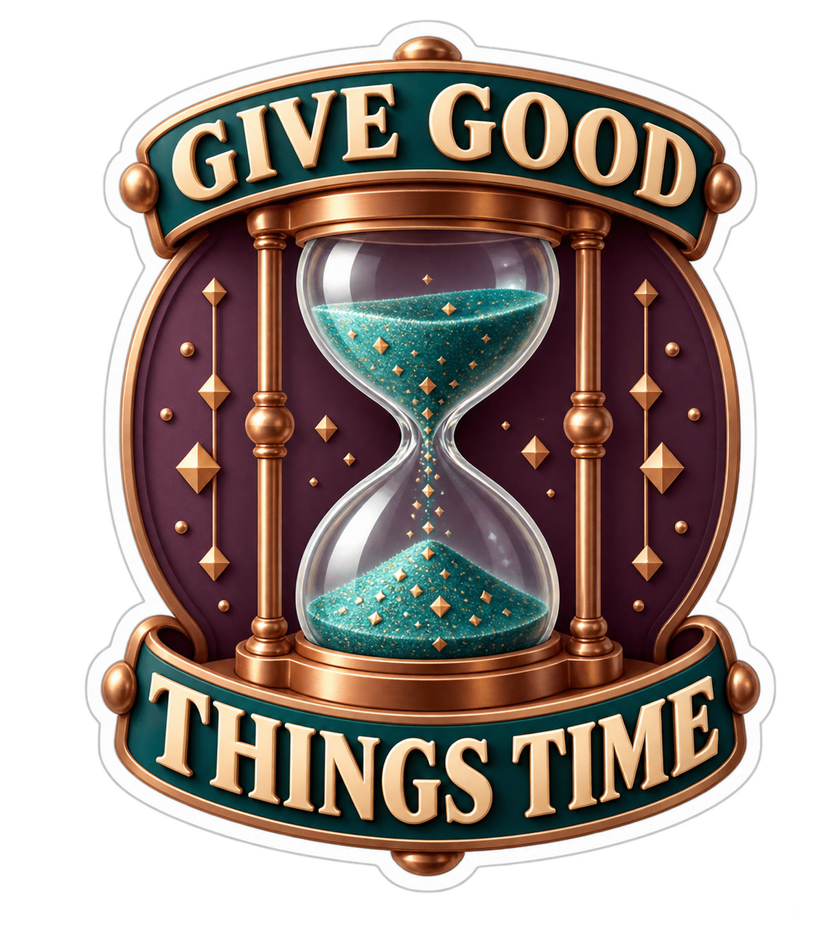 Teal Sand Hourglass Art Vinyl Decal Stickers