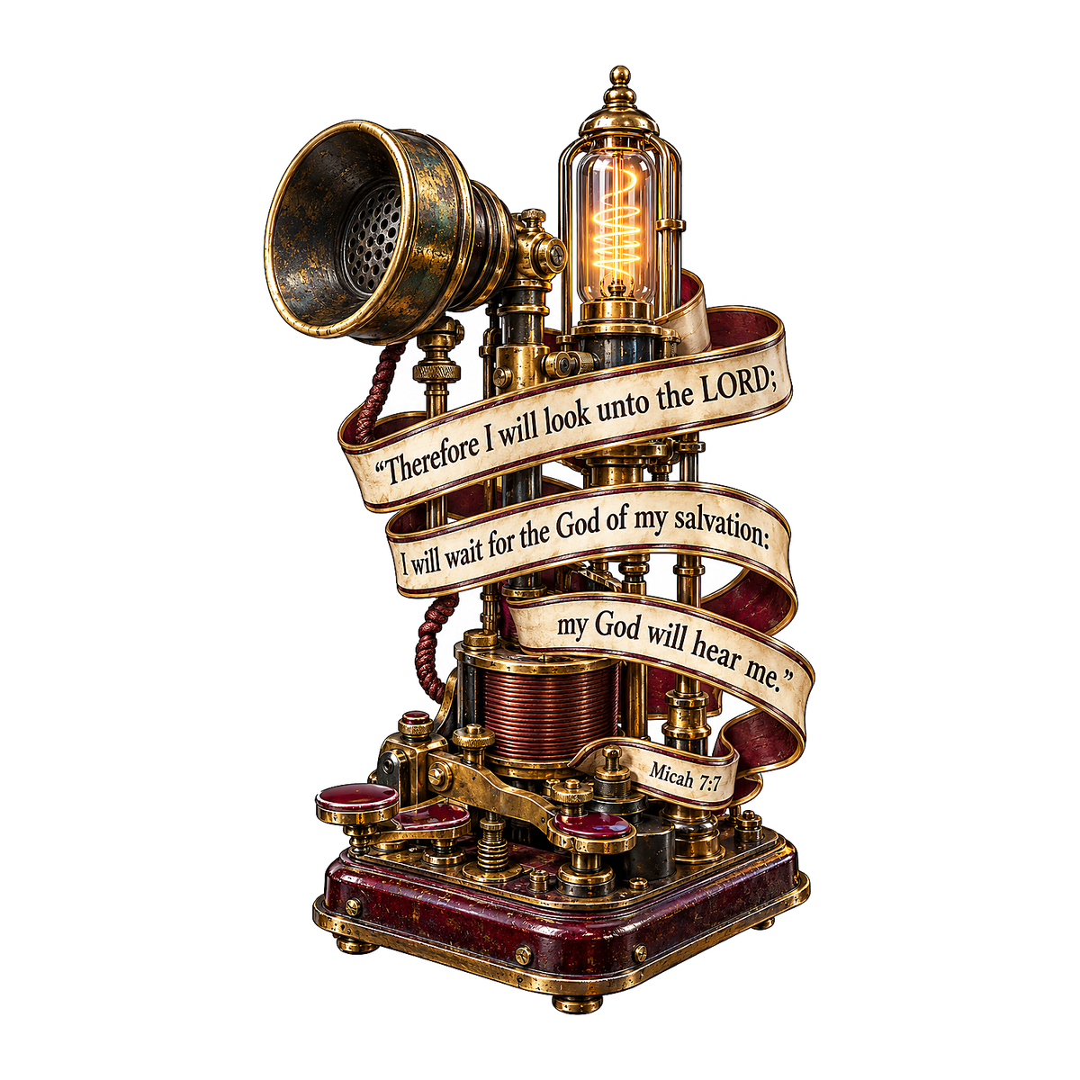 Brass Telegraph Horn with Scripture Quote Vinyl Decal Stickers