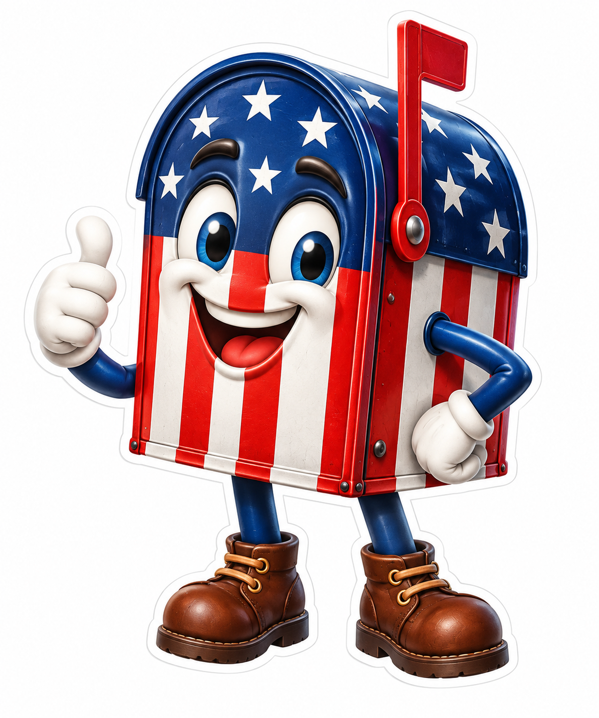 Smiling Stars and Stripes Mailbox Art Vinyl Decal Stickers