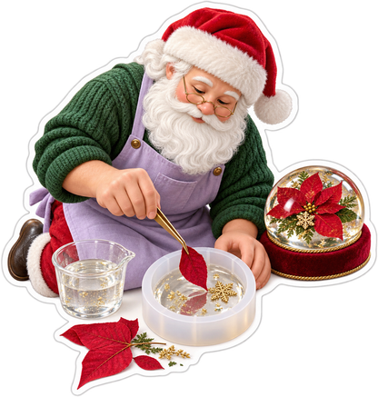Santa Casting Floral Keepsake Art Vinyl Decal Stickers