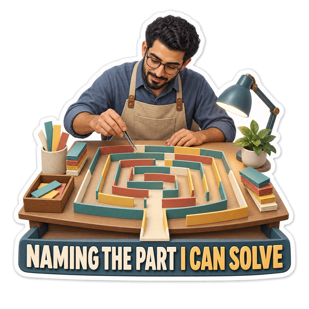 Man Building Colorful Maze Art Vinyl Decal Stickers
