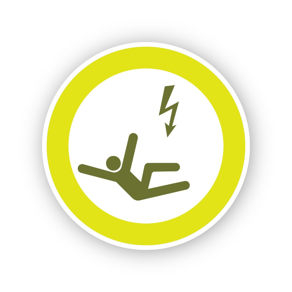 Lime Rim Falling Figure Lightning Circle Vinyl Decal Stickers