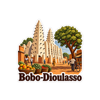 Bobo Dioulasso Mosque Market Art Vinyl Decal Stickers