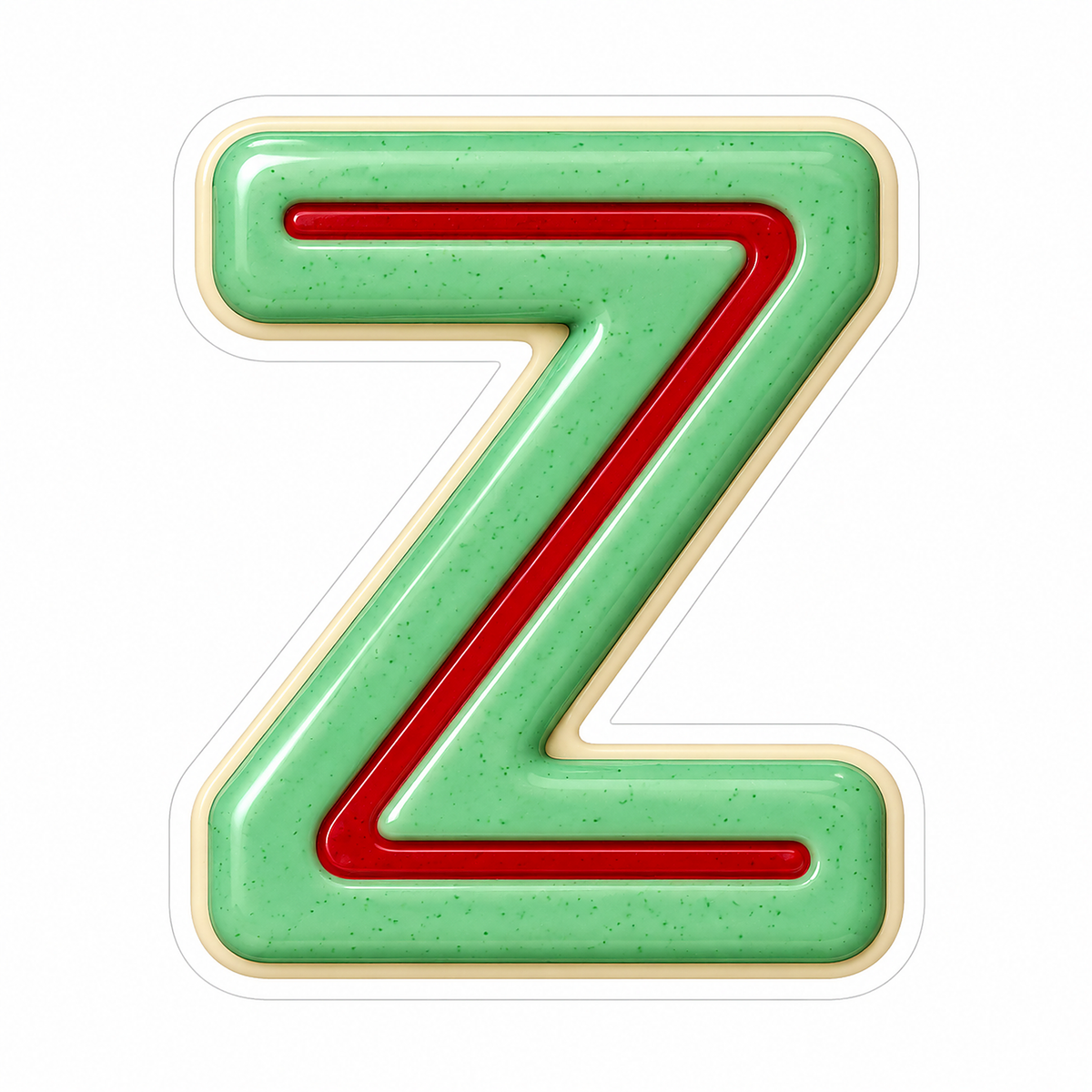 Mint Green Red Stripe Letter Z Vinyl Decal Stickers