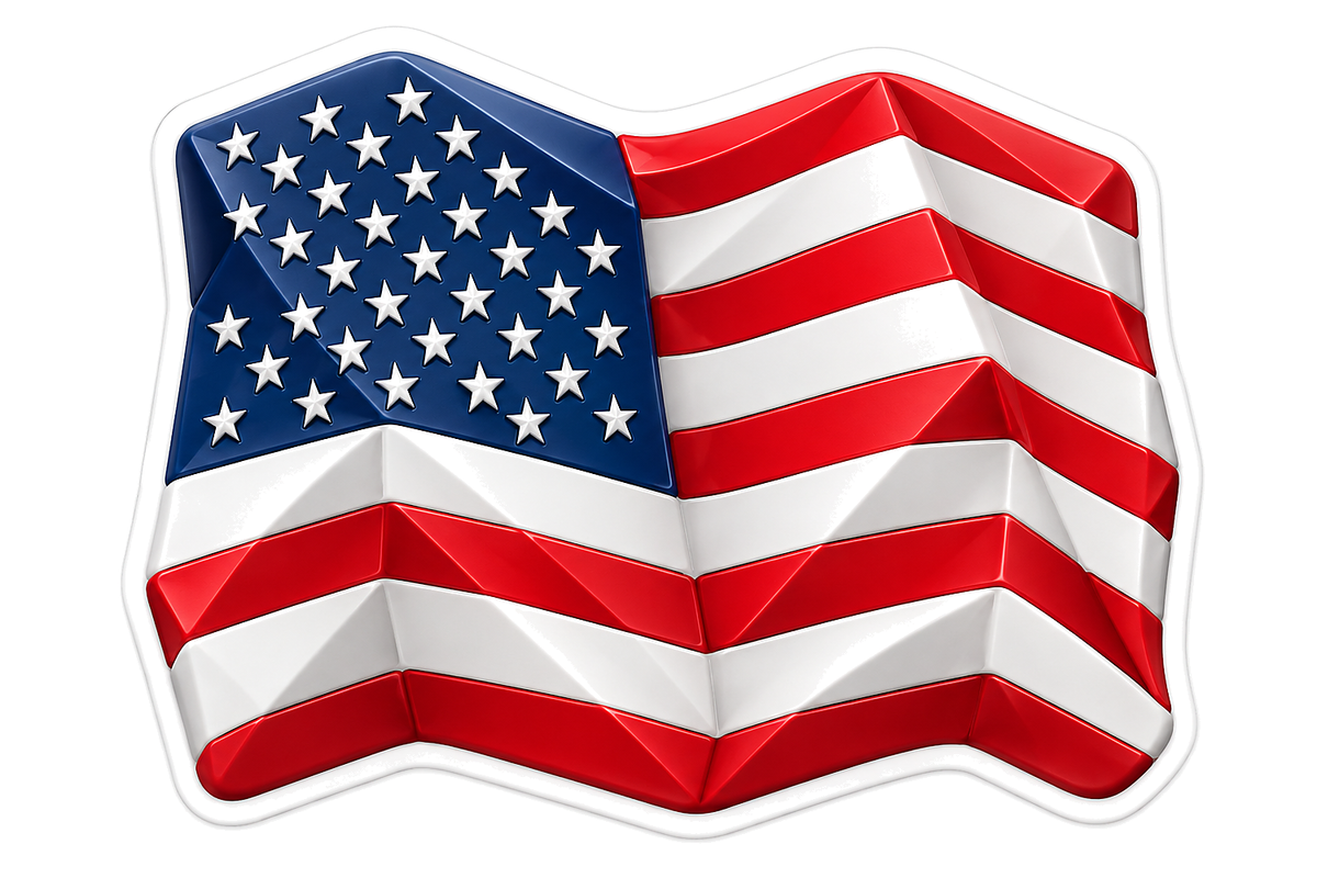 American Flag Folded Geometric Tile Art Vinyl Decal Stickers