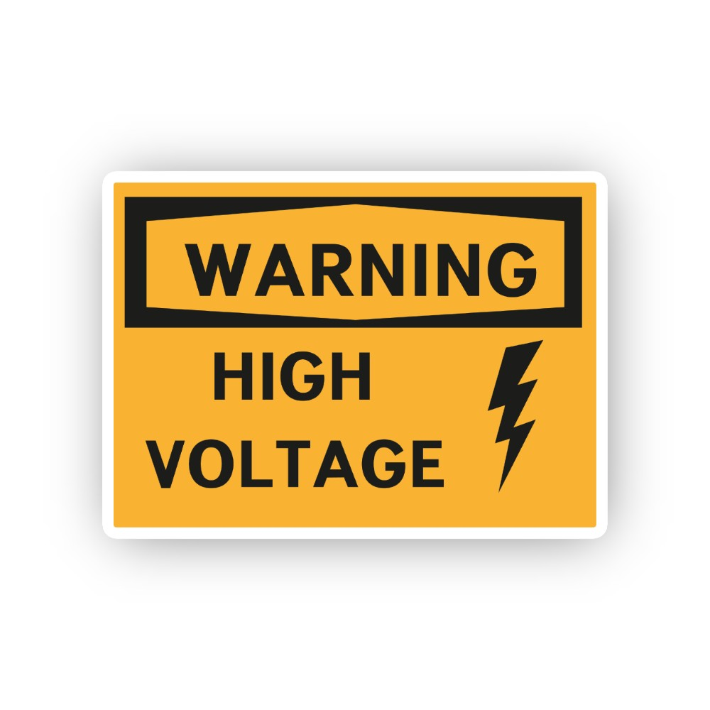 Amber Warning High Voltage Bolt Panel Vinyl Decal Stickers