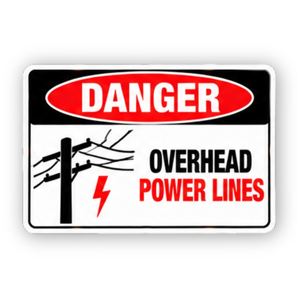 Black Danger Overhead Power Lines Bolt Panel Vinyl Decal Stickers