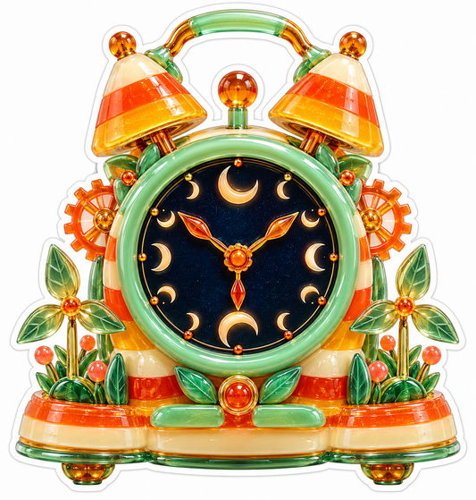 Mint Candy Corn Moon Phase Alarm Clock Art Vinyl Decal Stickers