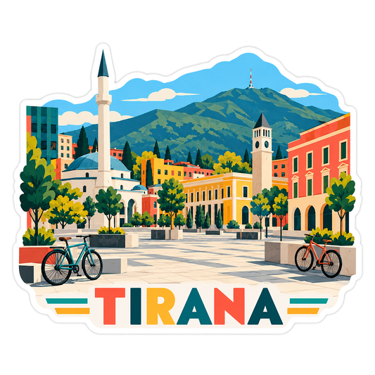 Tirana Colorful Square Mountain Art Vinyl Decal Stickers