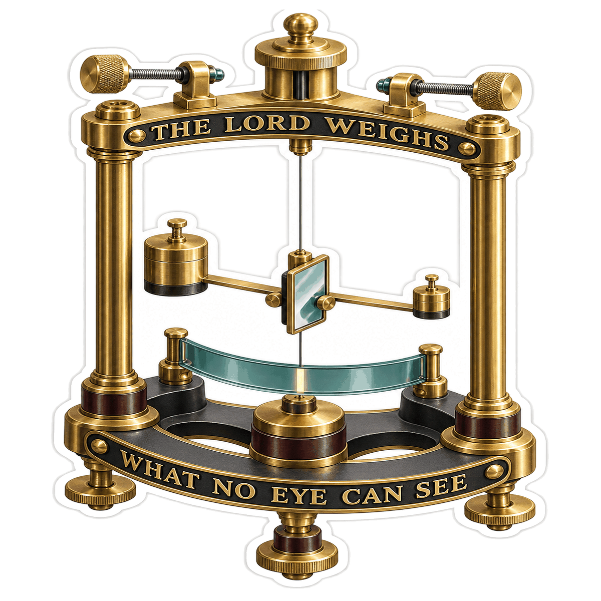 Faith Brass Balance with Hanging Weights Art Vinyl Decal Stickers