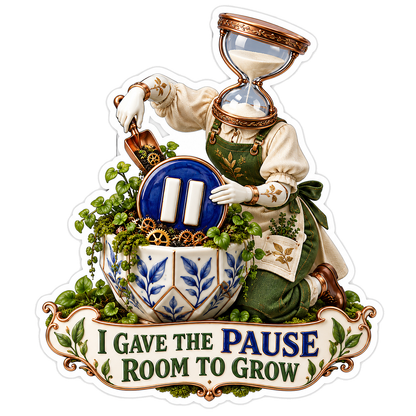 Hourglass Gardener and Pause Growth Quote Art Vinyl Decal Stickers
