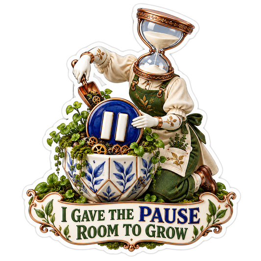 Hourglass Gardener and Pause Growth Quote Art Vinyl Decal Stickers