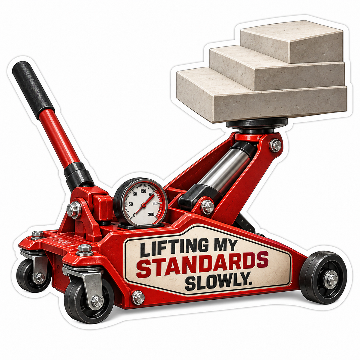 Red Floor Jack Stone Steps Art Vinyl Decal Stickers