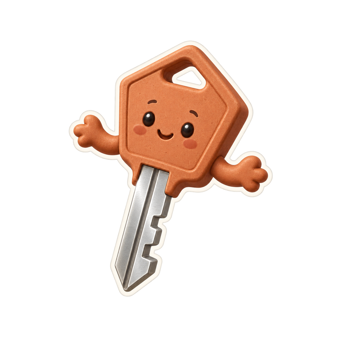 Terracotta Key Waving Character Art Vinyl Decal Stickers