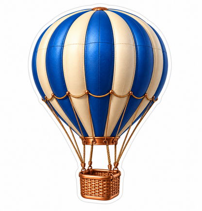 Blue Cream Hot Air Balloon with Copper Basket Vinyl Decal Stickers