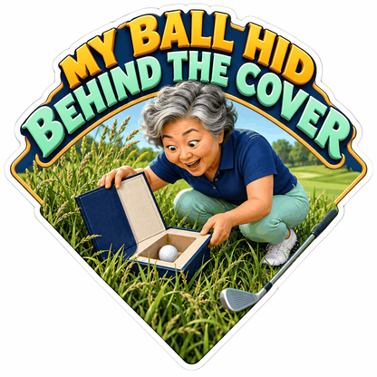 Woman Finding Golf Ball Inside Book Art Vinyl Decal Stickers