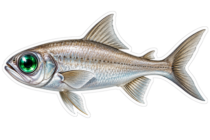 Silver Fish with Large Emerald Eye Art Vinyl Decal Stickers