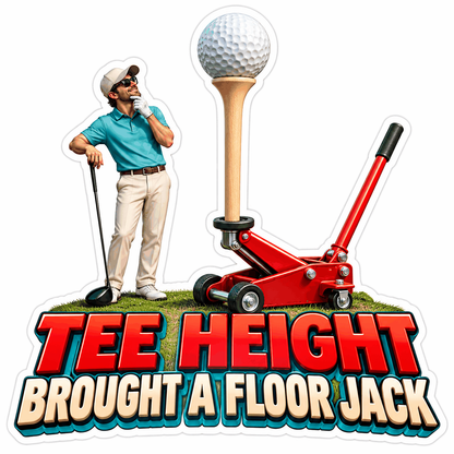 Golfer beside Giant Tee on Red Floor Jack Vinyl Decal Stickers