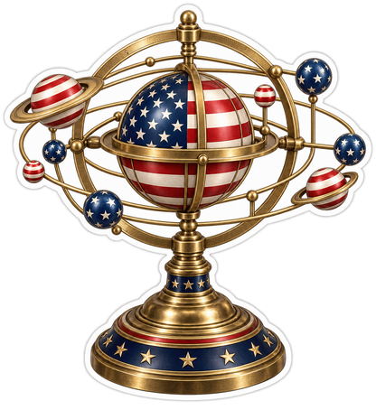 US Flag Brass Planet Model Art Vinyl Decal Stickers