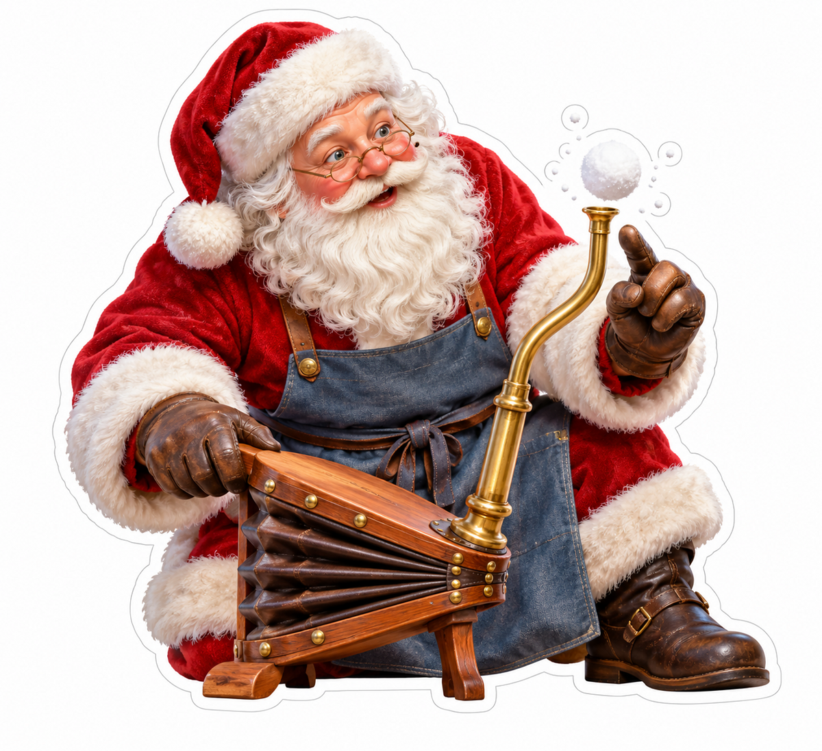 Santa Brass Bellows Floating Snow Art Vinyl Decal Stickers