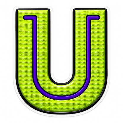 Lime Mesh Letter U with Purple Edge Art Vinyl Decal Stickers