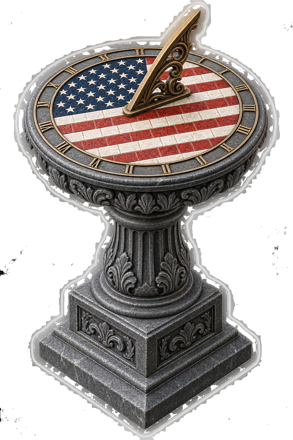 USA Flag Ornate Sundial Art Vinyl Decal Stickers
