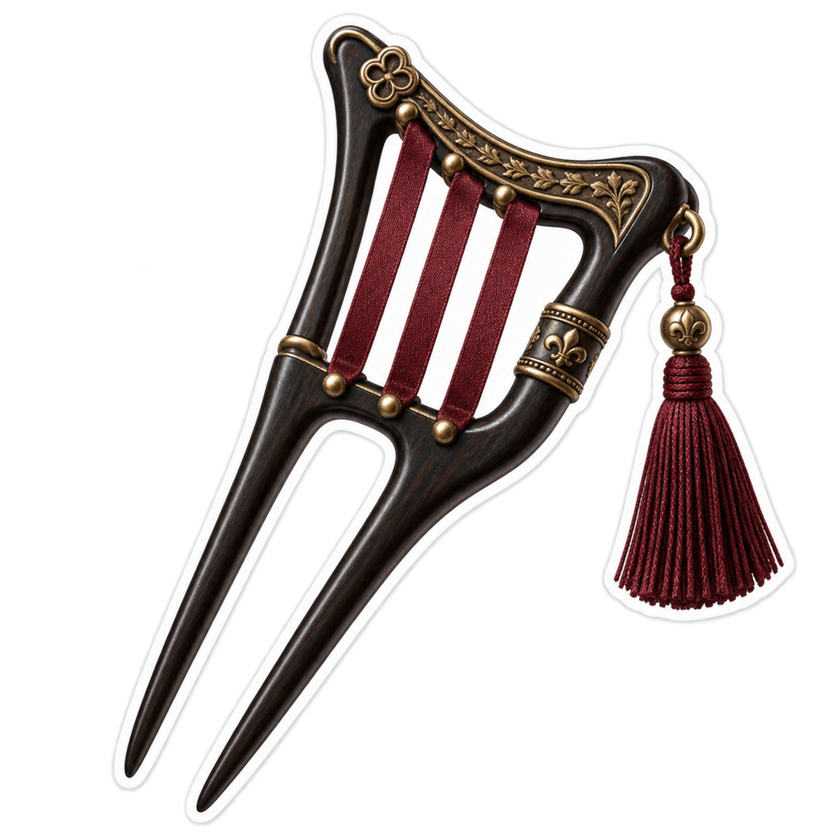 Dark Harp Hairpin with Burgundy Tassel Vinyl Decal Stickers