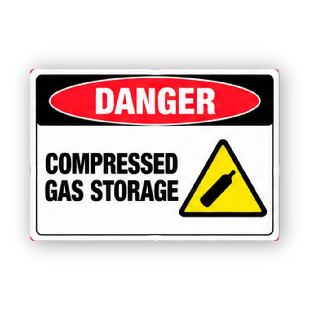 Black Gas Storage Yellow Cylinder Triangle Panel Vinyl Decal Stickers