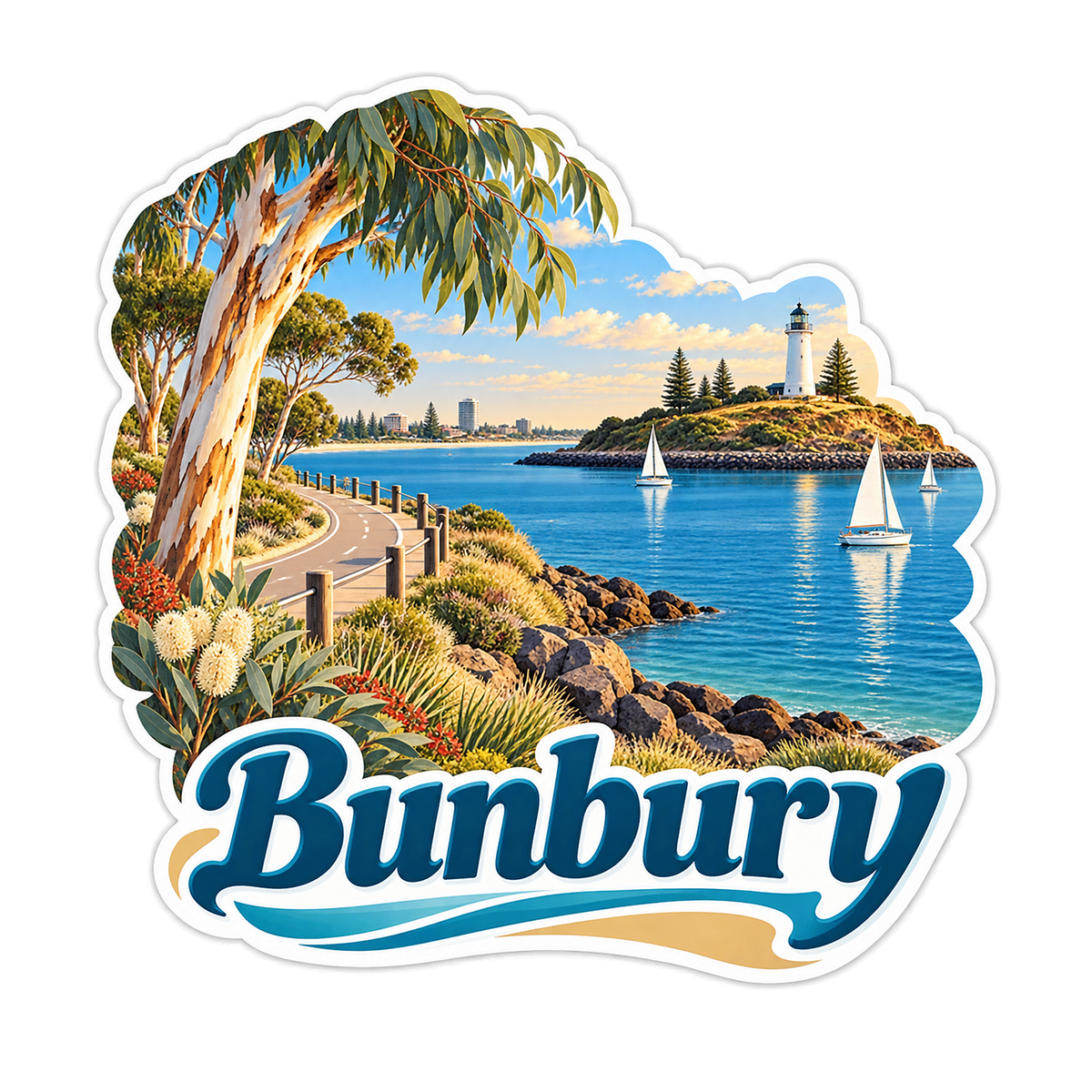 Bunbury Lighthouse Inlet Art Vinyl Decal Stickers
