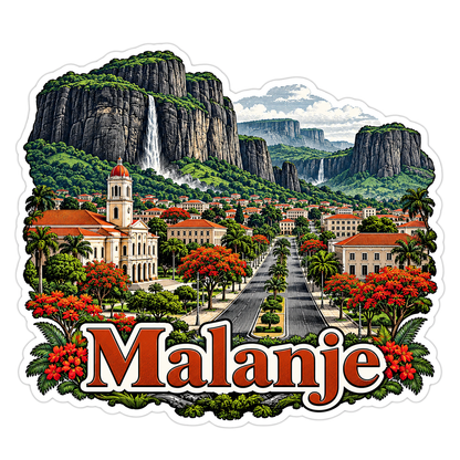 Malanje Cliffs Waterfall Town Travel Art Vinyl Decal Stickers