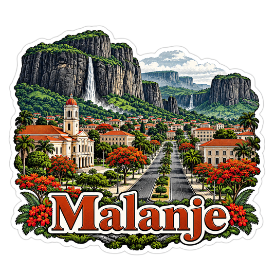 Malanje Cliffs Waterfall Town Travel Art Vinyl Decal Stickers
