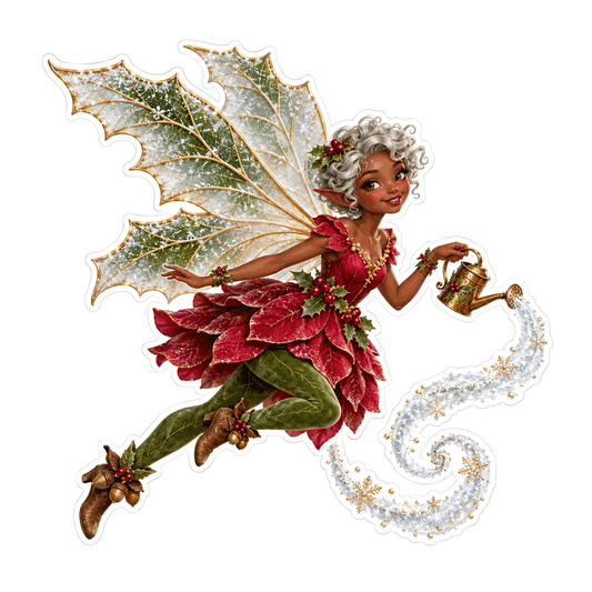 Holly Leaf Fairy Golden Star Trail Art Vinyl Decal Stickers