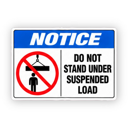 Blue Notice Crossed Suspended Load Figure Panel Vinyl Decal Stickers
