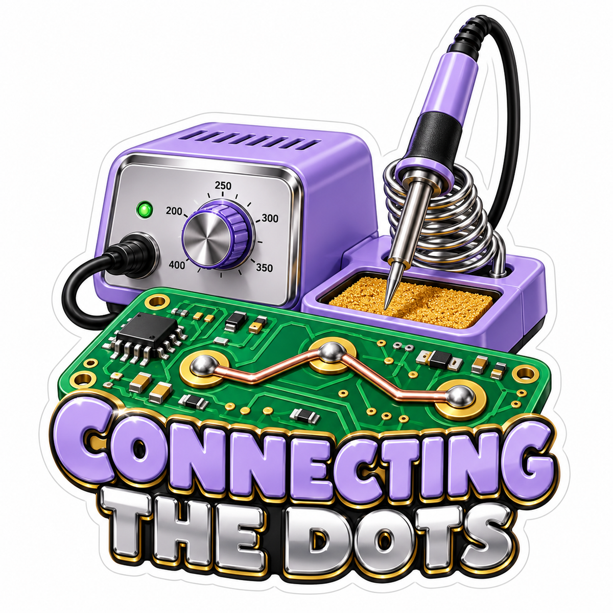 Purple Soldering Station Circuit Board Art Vinyl Decal Stickers