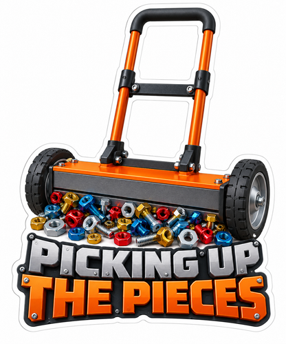 Orange Sweeper Picking Up Pieces Quote Art Vinyl Decal Stickers