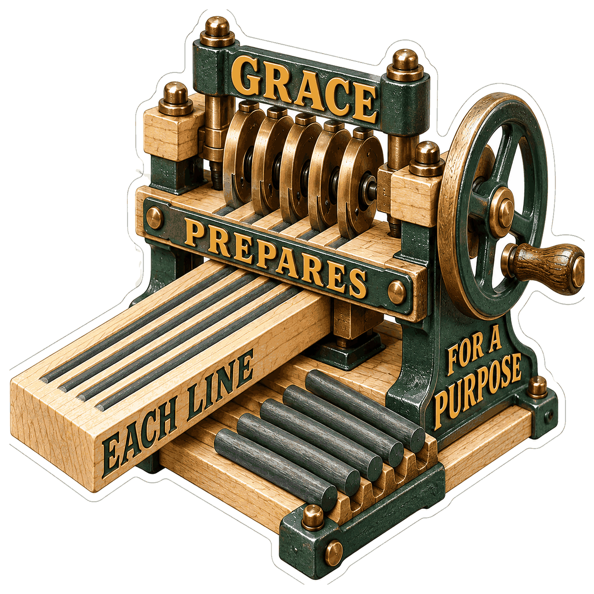 Grace Wooden Slat Rolling Machine Art Vinyl Decal Stickers