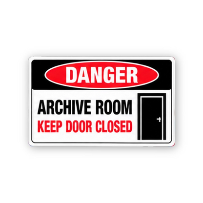 Red Archive Room Closed Door Panel Vinyl Decal Stickers