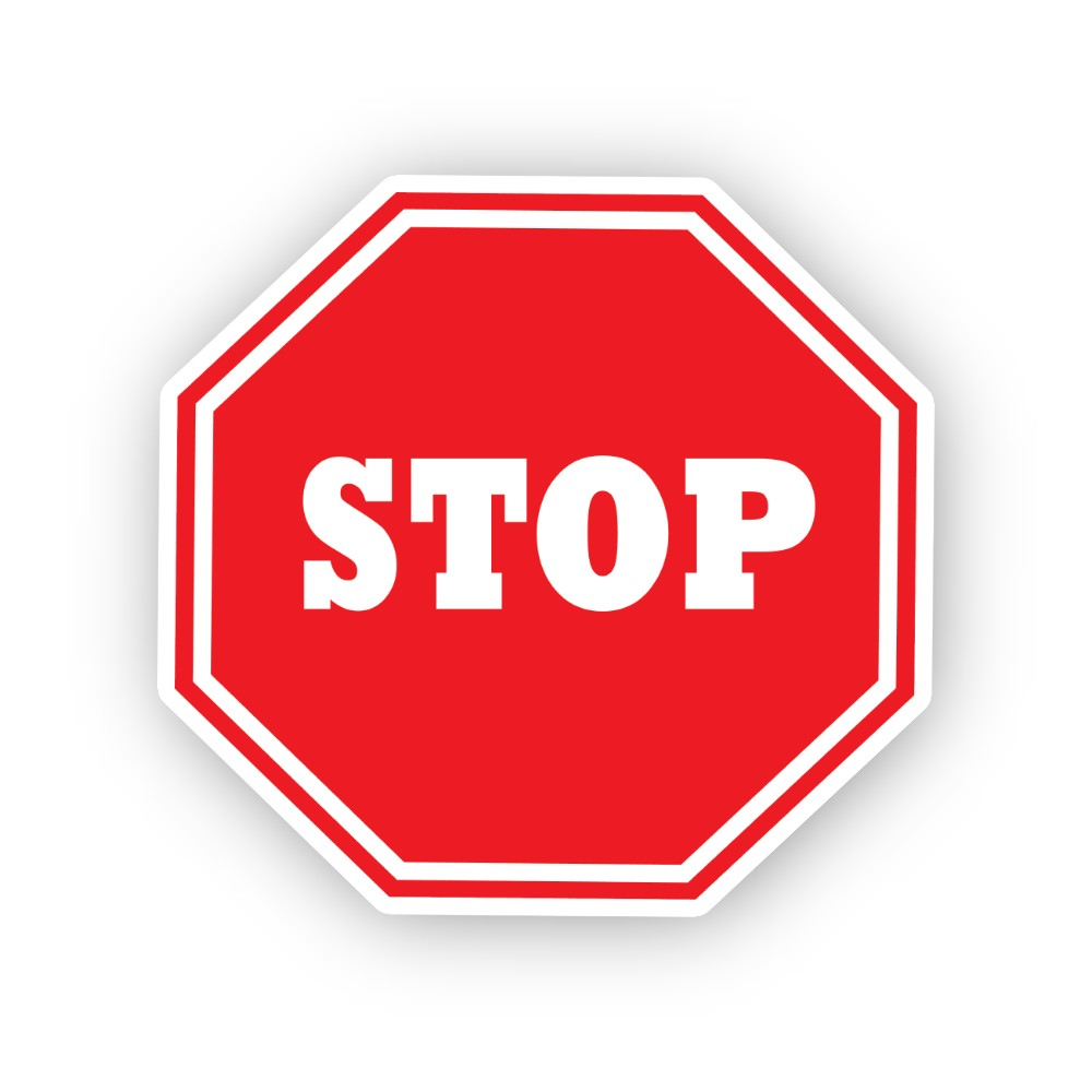 Red Stop White Double Border Octagon Vinyl Decal Stickers