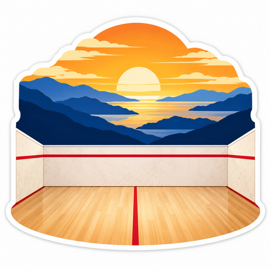 Squash Court Golden Mountain Sunset Art Vinyl Decal Stickers