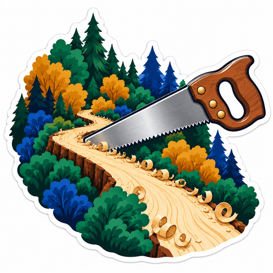Hand Saw Winding Wooden Forest Path Art Vinyl Decal Stickers